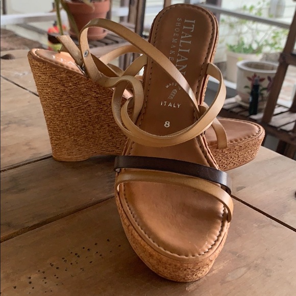 Italian Shoemakers Shoes - Abfab Italian Leather Wedge Sandals! So Awesome!